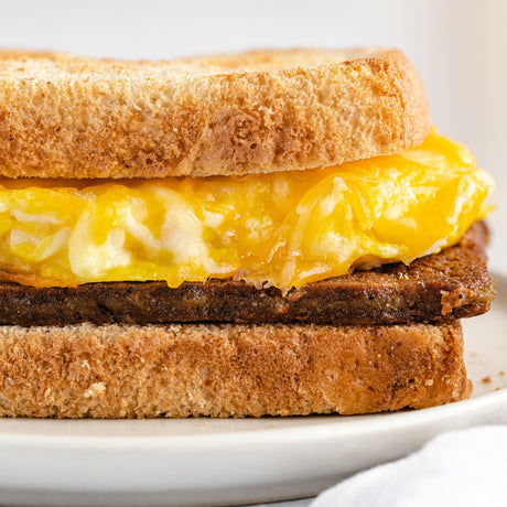 a scrapple egg and cheese sandwich