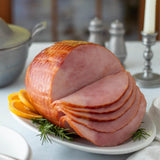 A sliced boneless ham
