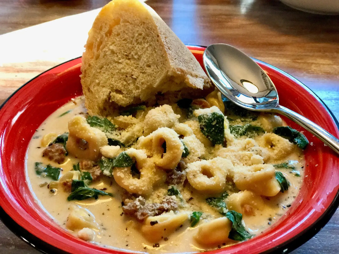 Creamy Chicken Sausage, Tomato, & Tortellini Soup