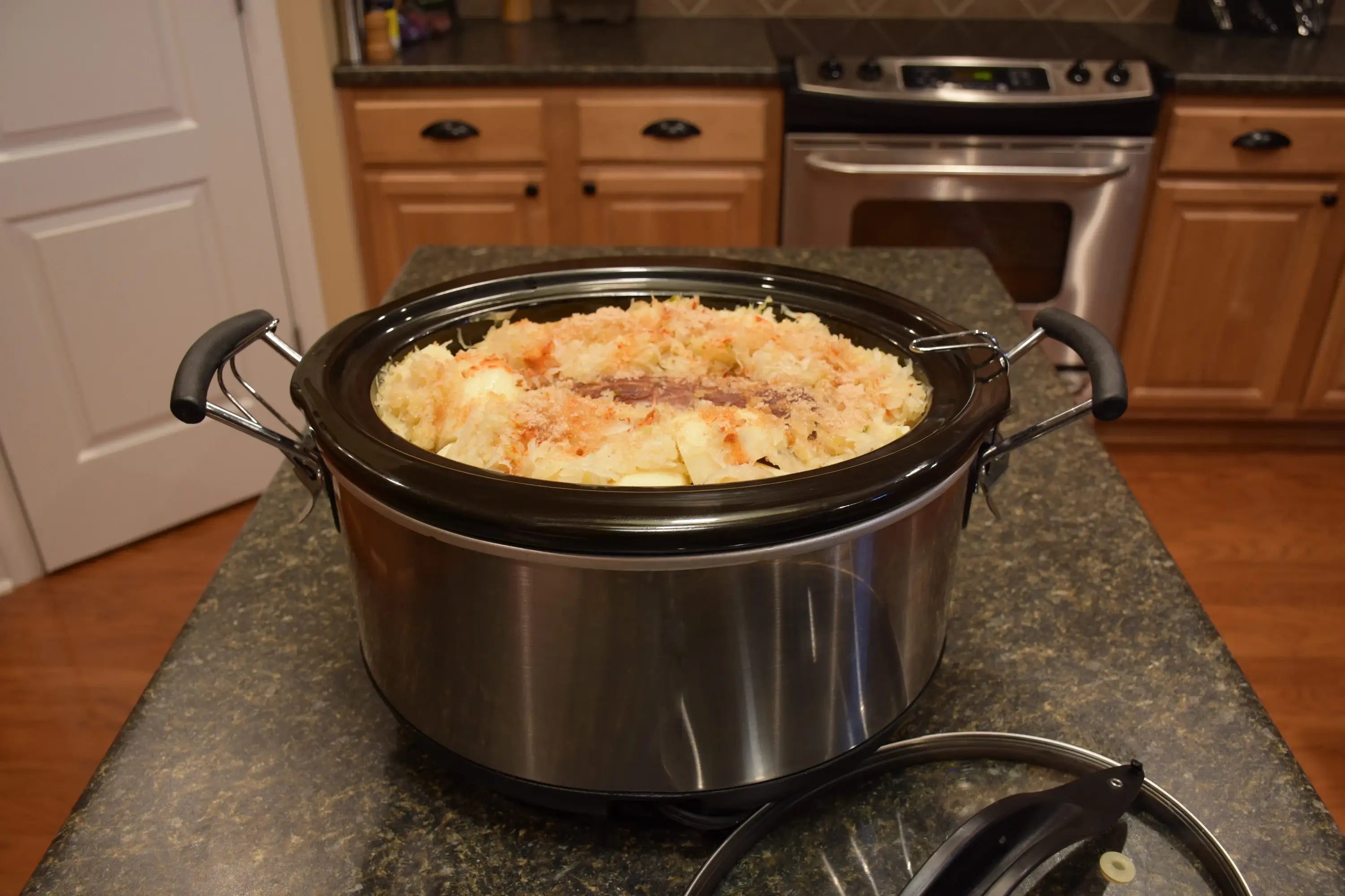 Crockpot Kielbasa Pierogi Casserole