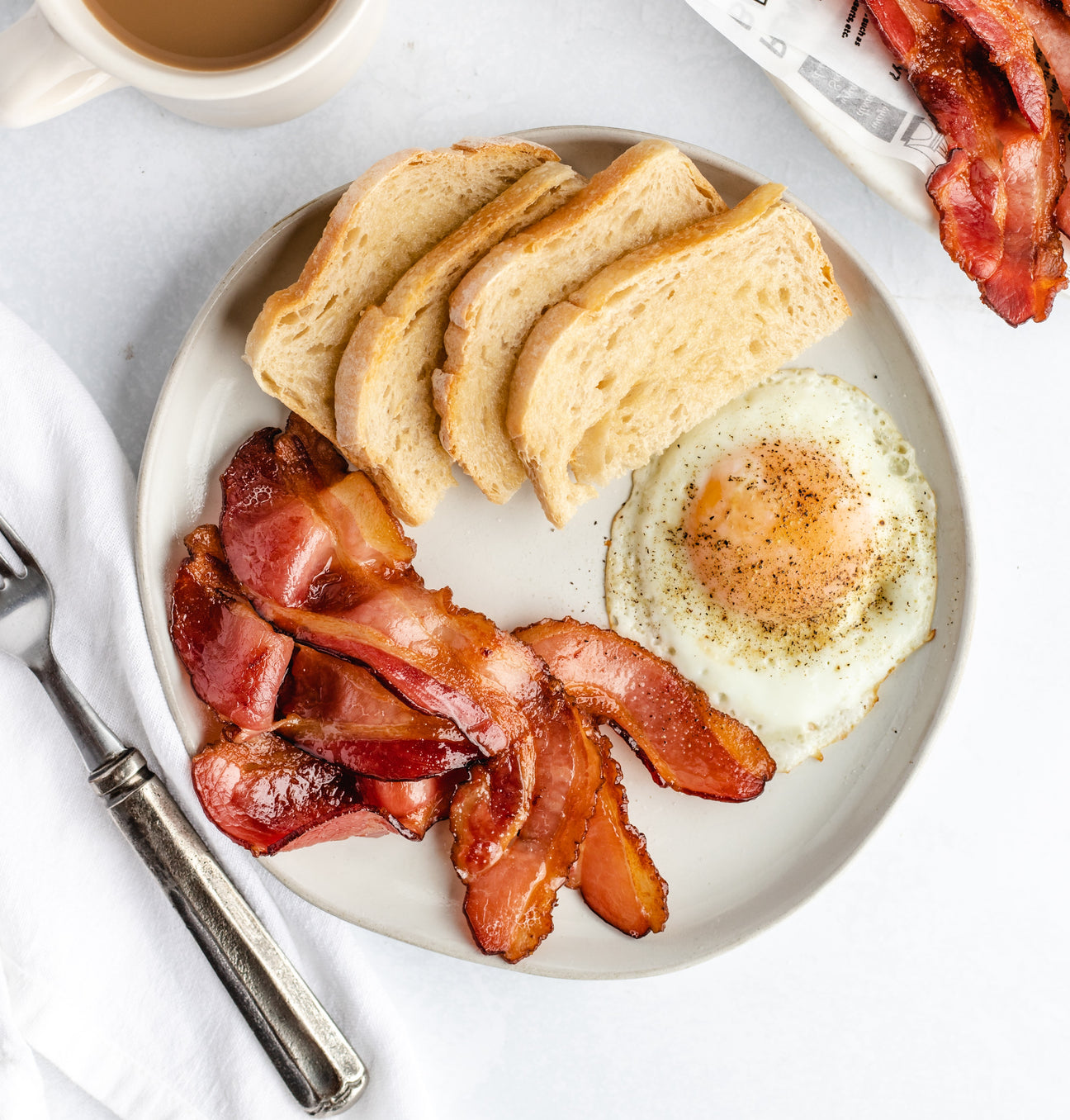 Bacon and eggs on a plate