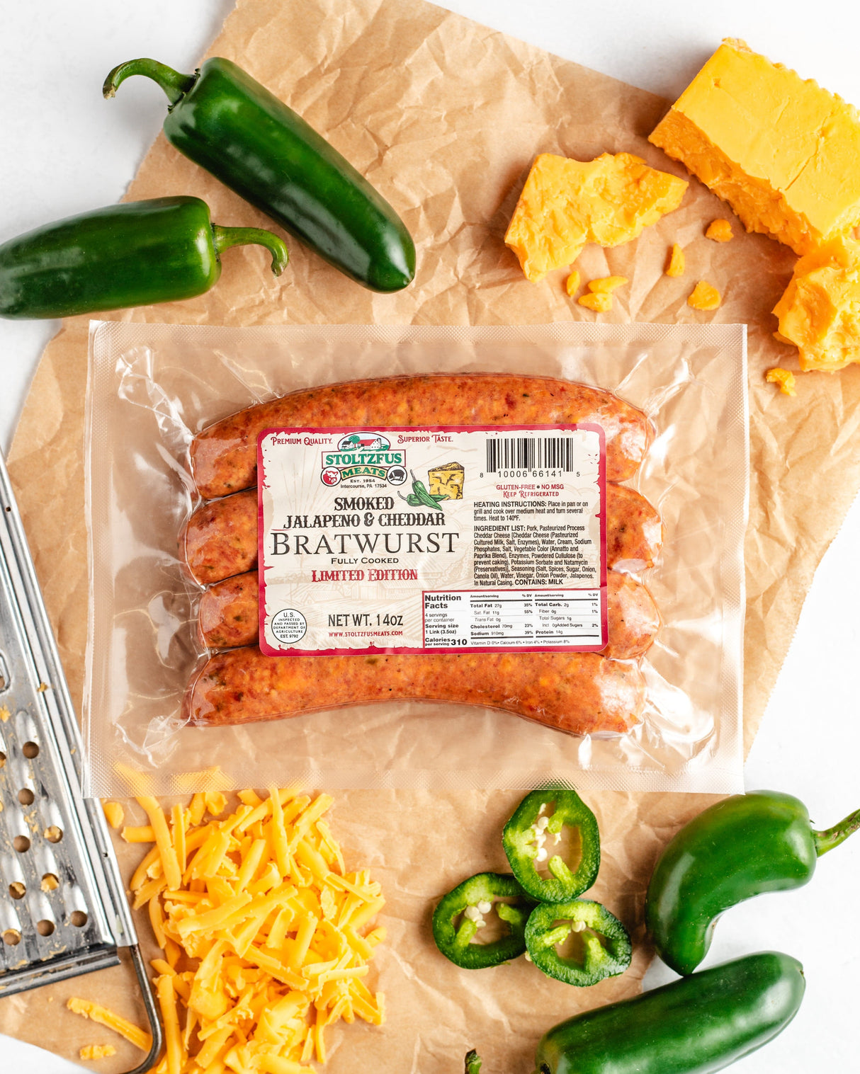 Smoked Jalapeno Cheddar Bratwurst