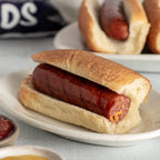 a sandwich of smoked sausage