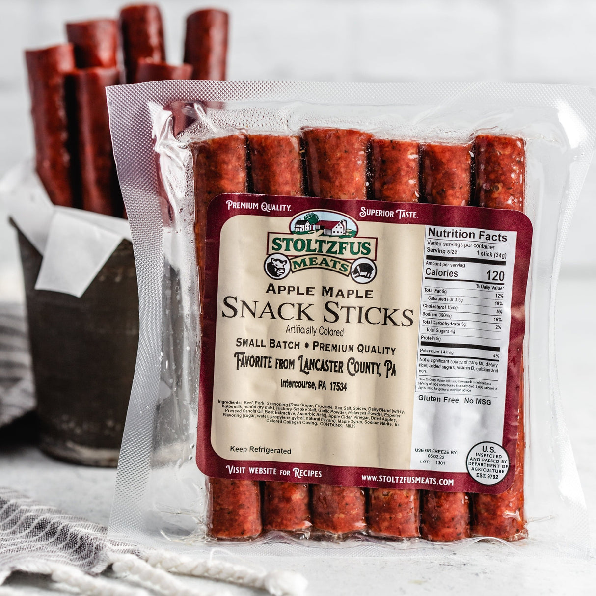 Snack Stick Rugby Snack Sticks - Beef or Pork - 6 Varieties | Stoltzfus Meats