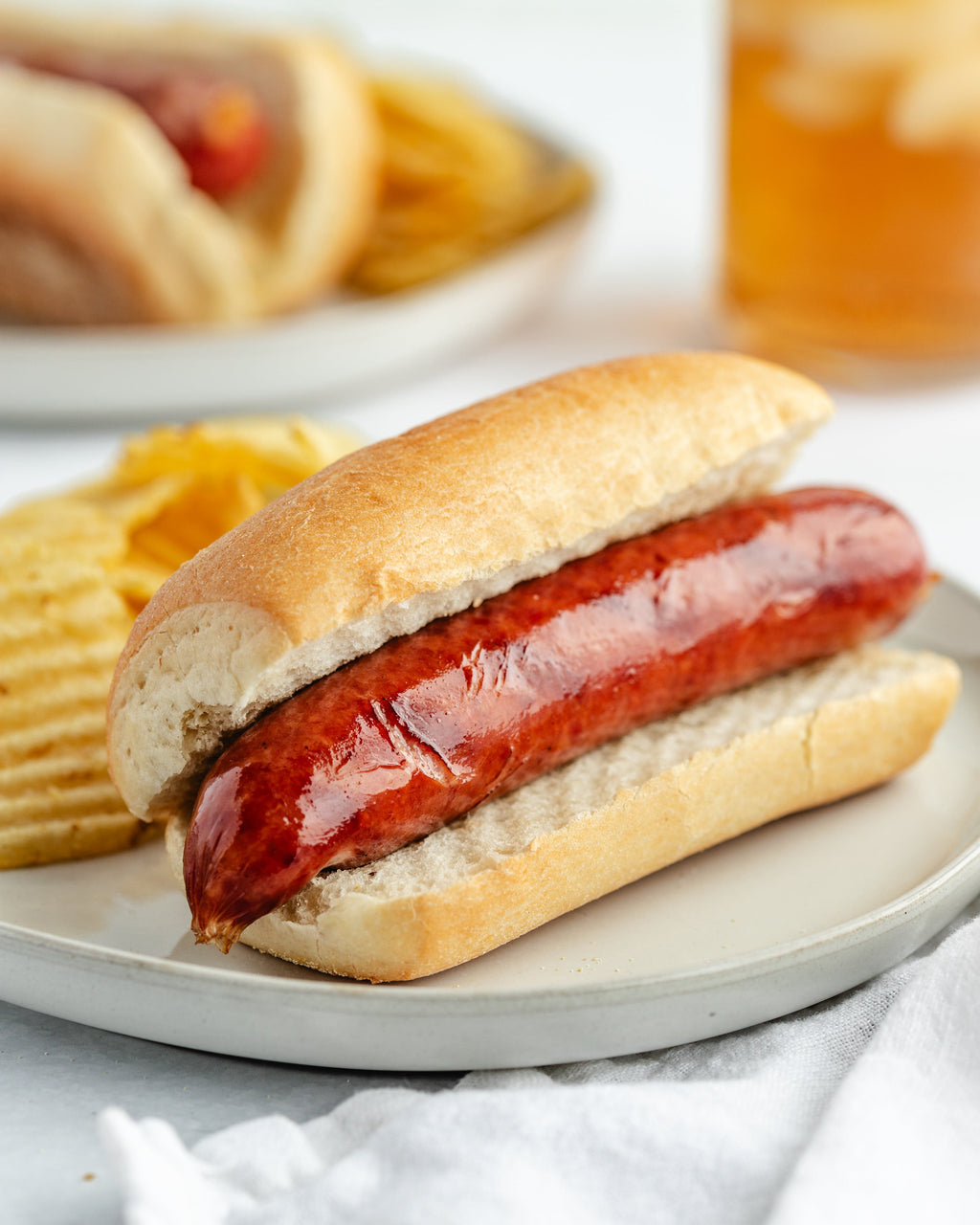 smoked sausage in a sandwich