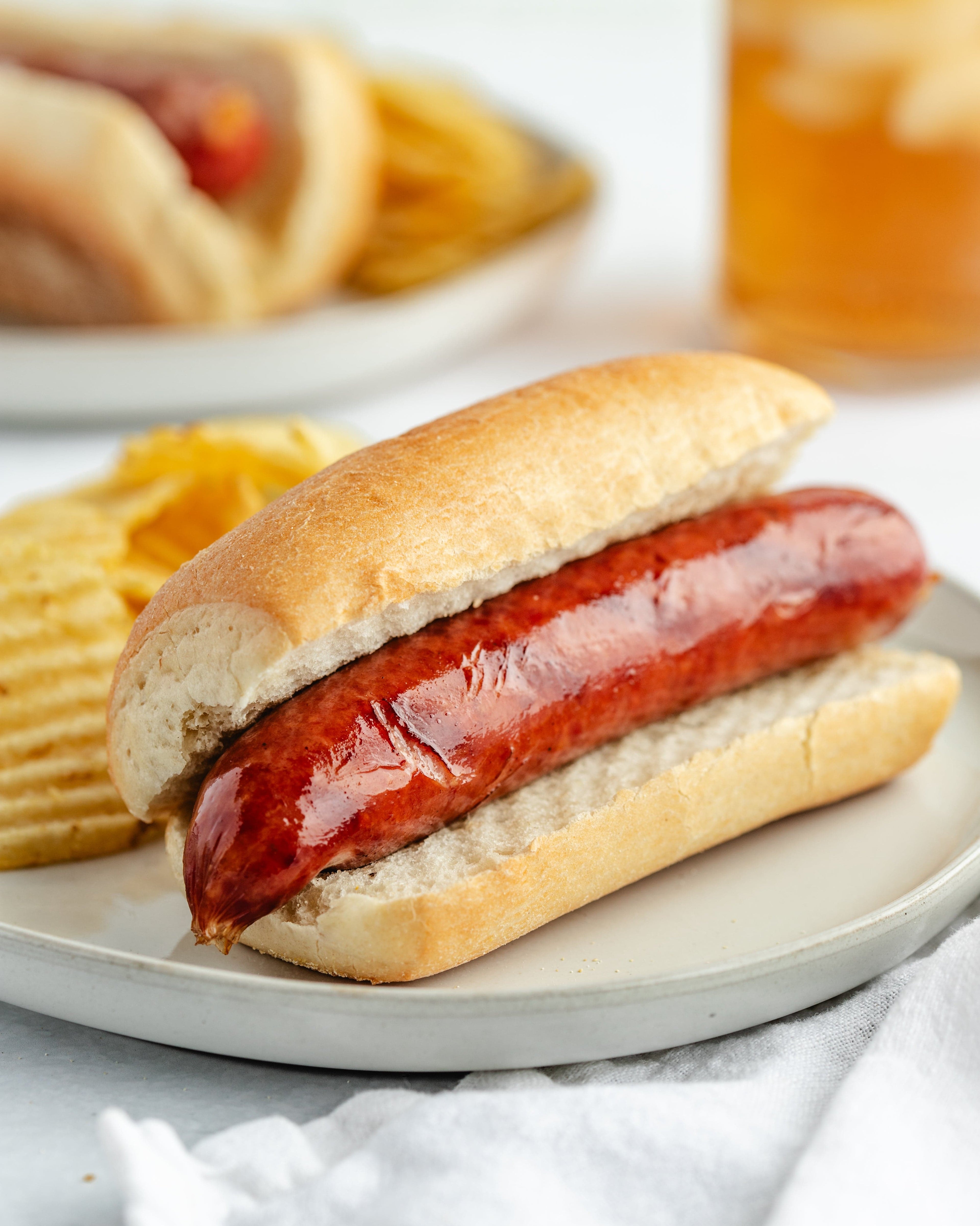 smoked sausage in a sandwich