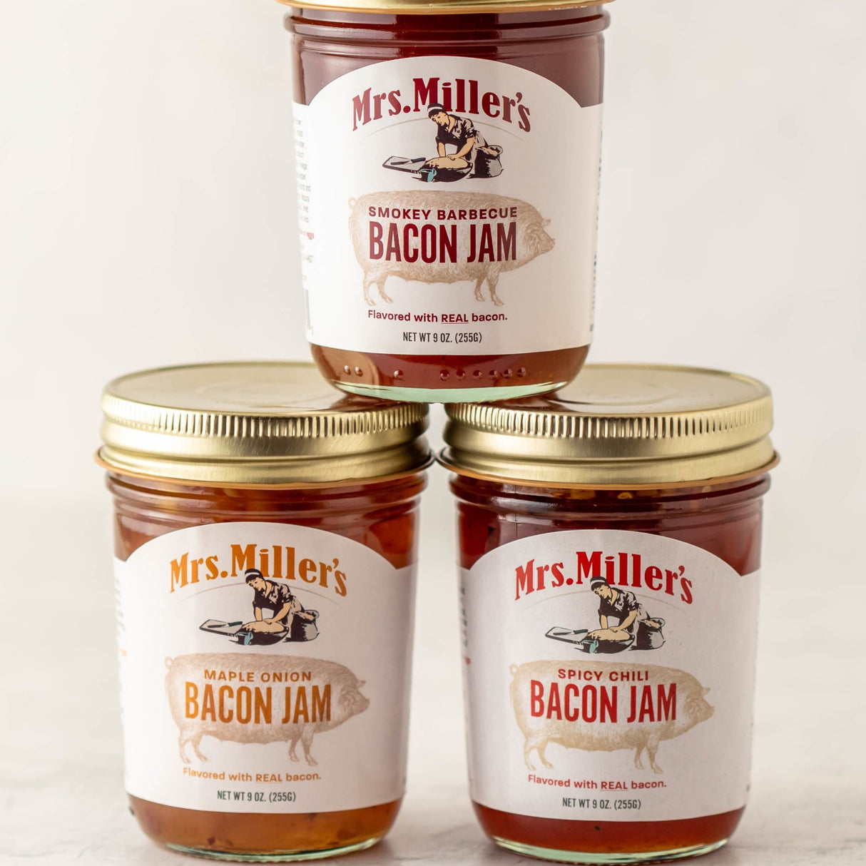 Three flavors of Bacon Jam