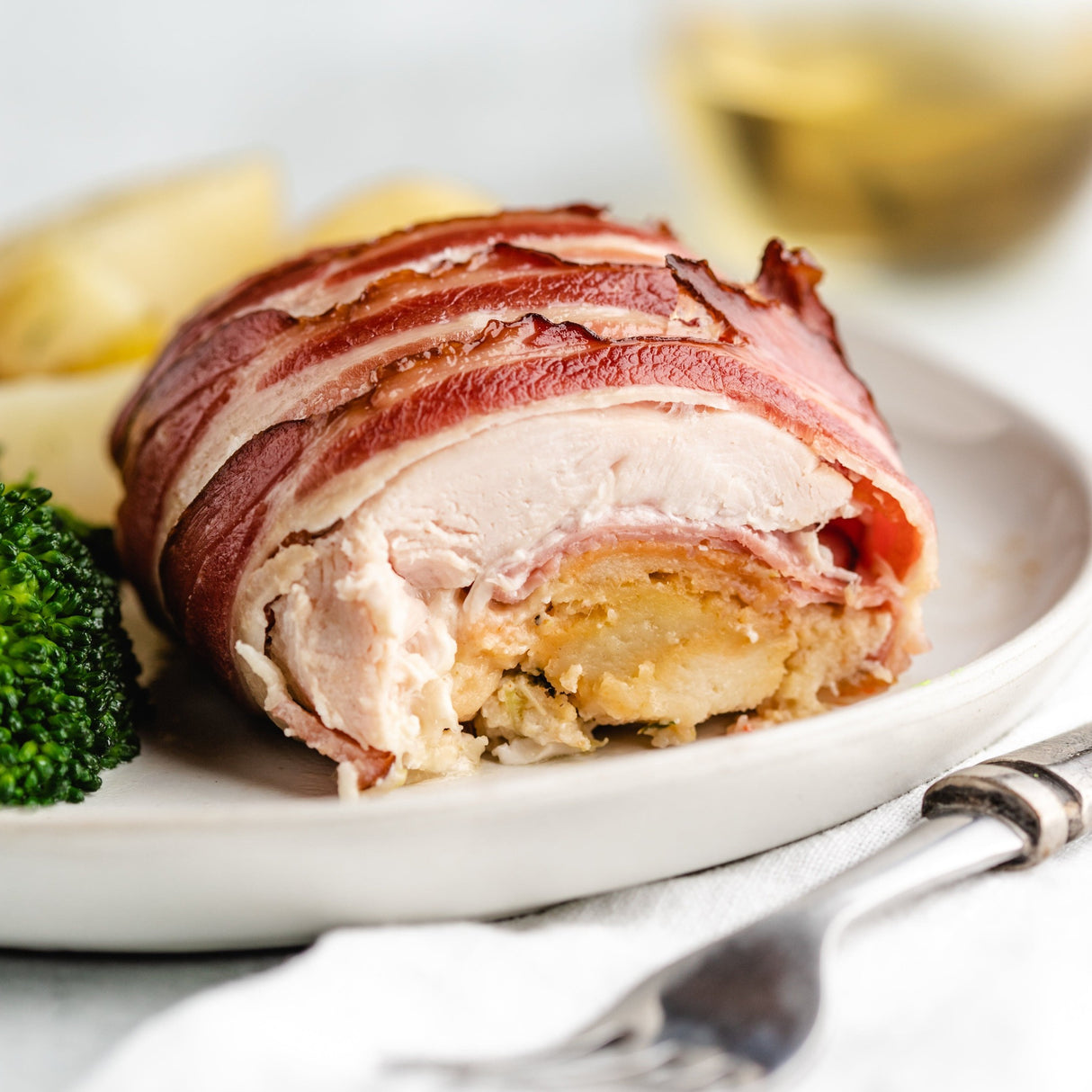 Air Fryer Cheese Stuffed Chicken Wrapped In Bacon In Oven Bacon